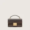 Borsa Venezia piccola in pelle marrone scuro con fibbia dorata
