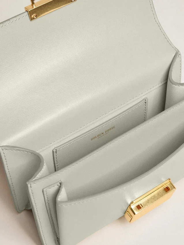 Borsa Venezia piccola in pelle martellata grigio minerale con dettagli dorati