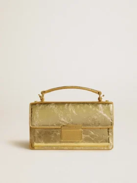 Borsa Venezia piccola in pelle metallizzata dorata con dettagli dorati