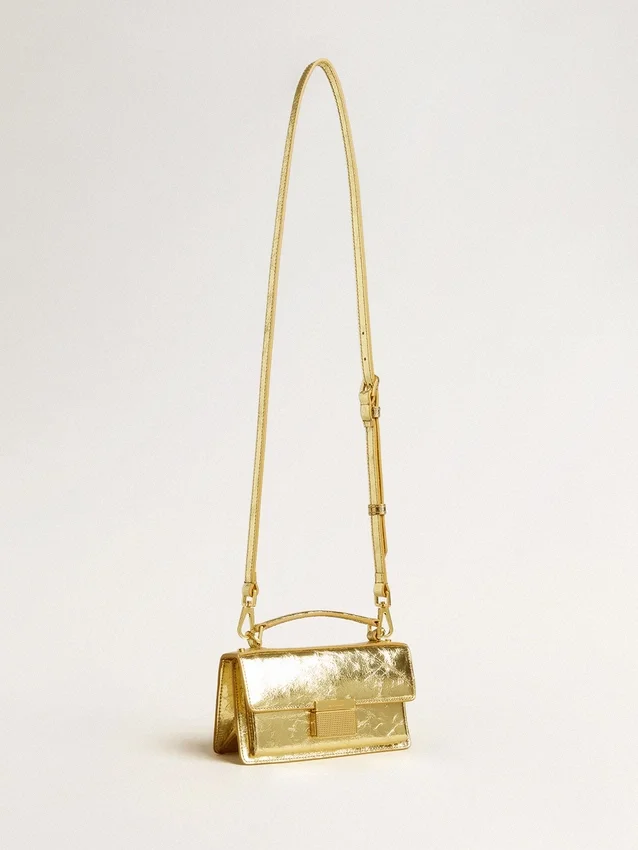 Borsa Venezia piccola in pelle metallizzata dorata con dettagli dorati