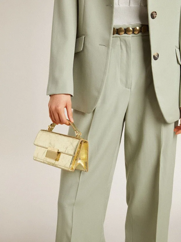 Borsa Venezia piccola in pelle metallizzata dorata con dettagli dorati