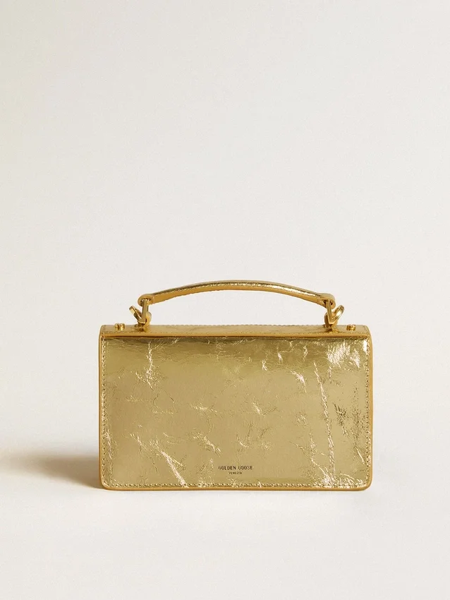 Borsa Venezia piccola in pelle metallizzata dorata con dettagli dorati