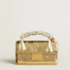 Borsa Venezia piccola in pelle metallizzata dorata con dettagli dorati