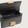 Borsa Venezia piccola in pelle nera invecchiata con dettagli dorati