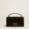 Borsa Venezia piccola in pelle nera metallizzata con dettagli neri