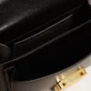 Borsa Venezia piccola in pelle nera rigata con foulard in seta