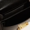 Borsa Venezia piccola in pelle nera rigata con foulard in seta e ciondolo