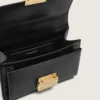 Borsa Venezia piccola in pelle nera rigida con dettagli dorati