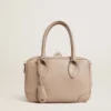 Borsa Vita in pelle color taupe con dettagli dorati