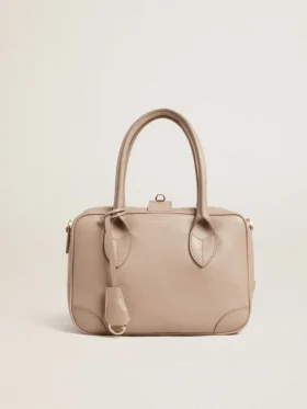 Borsa Vita in pelle color taupe con dettagli dorati