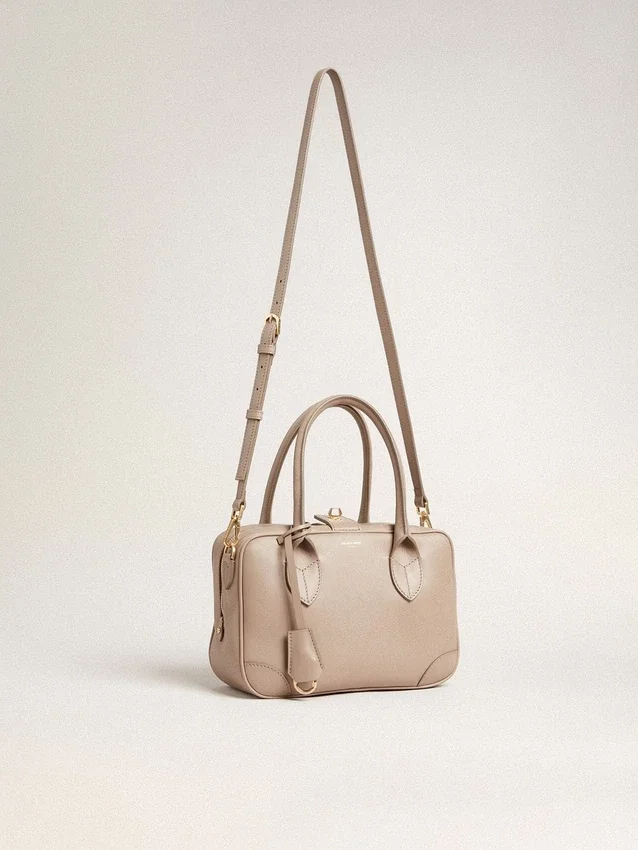 Borsa Vita in pelle color taupe con dettagli dorati