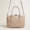 Borsa Vita in pelle color taupe con dettagli dorati