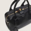 Borsa Vita in pelle di montone nera con dettagli dorati