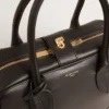 Borsa Vita in pelle liscia nera con dettagli dorati