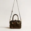 Borsa Vita in pelle nera invecchiata con dettagli dorati