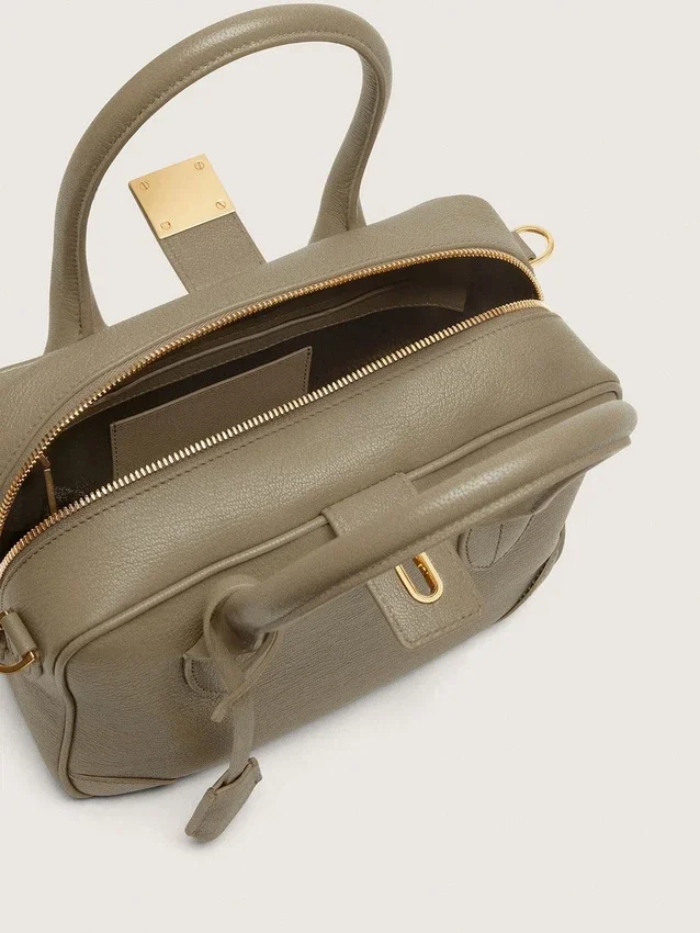 Borsa Vita in pelle verde salvia con dettagli dorati
