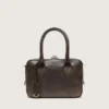 Borsa Vita in pelle vintage marrone con dettagli dorati