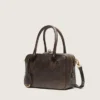 Borsa Vita in pelle vintage marrone con dettagli dorati