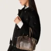 Borsa Vita in pelle vintage marrone con dettagli dorati