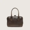 Borsa Vita in pelle vintage marrone con dettagli dorati