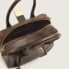 Borsa Vita in pelle vintage marrone con dettagli dorati
