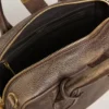 Borsa Vita in pelle vintage marrone con dettagli dorati