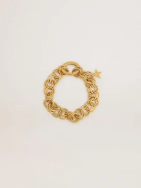 Bracciale a catena intrecciata color oro antico con chiusura a forma di stella