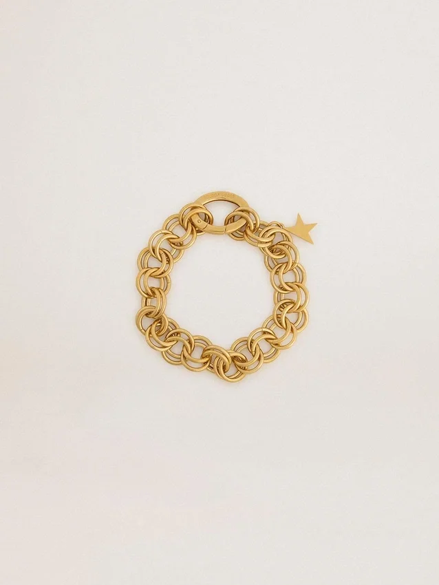 Bracciale a catena intrecciata color oro antico con chiusura a forma di stella