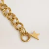 Bracciale a catena intrecciata color oro antico con chiusura a forma di stella