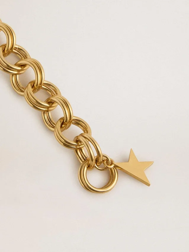 Bracciale a catena intrecciata color oro antico con chiusura a forma di stella