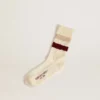 Calzini effetto consumato con dettagli invecchiati e strisce beige e bordeaux