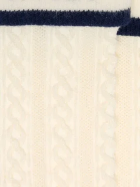 Calzini in bianco consumato con risvolto e dettagli blu scuro