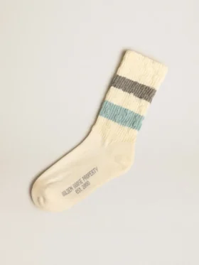 Calzini in bianco invecchiato con strisce bicolori