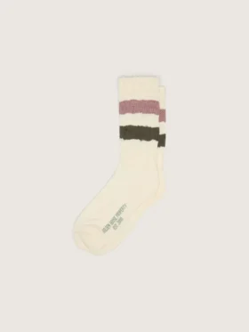Calzini in bianco invecchiato con strisce multicolori