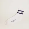 Calzini in cotone con finiture consumate, strisce blu e logo