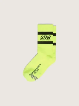 Calzini sportivi giallo neon con strisce nere