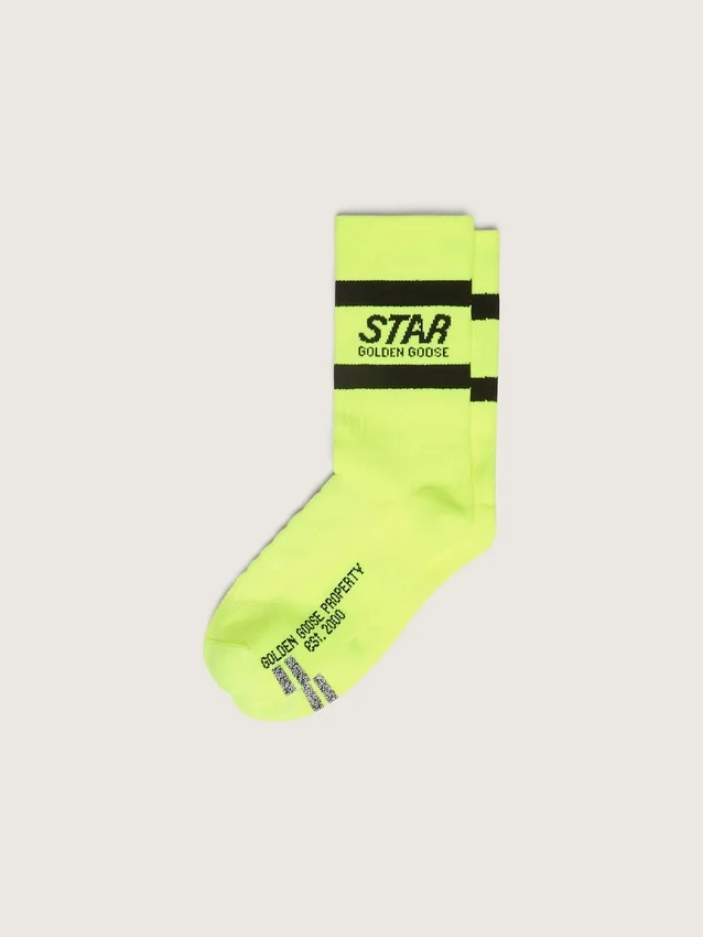 Calzini sportivi giallo neon con strisce nere