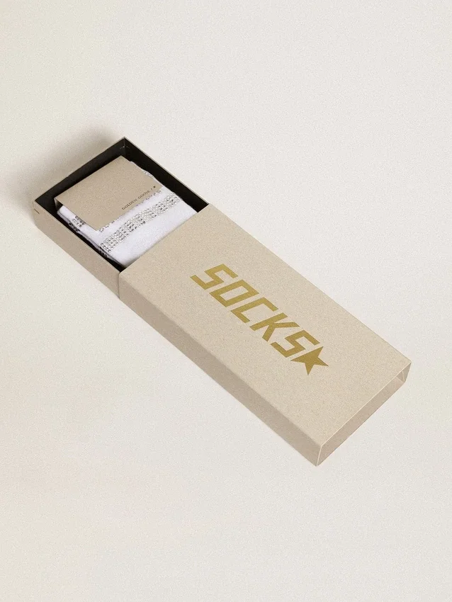 Calzini unisex in cotone bianco con cristalli decorativi