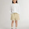 Camicia bianca da bambina in cotone con ricamo inglese