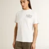 Camicia bianca da donna con stampa nera sul petto