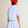 Camicia corta da bambina in cotone a righe azzurro chiaro