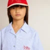 Camicia corta da bambina in cotone a righe azzurro chiaro