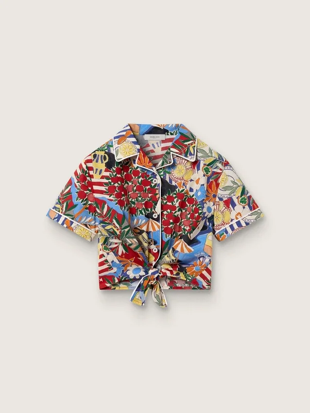 Camicia da bambina con stampa multicolore