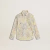 Camicia da bambina in cotone con stampa floreale multicolore