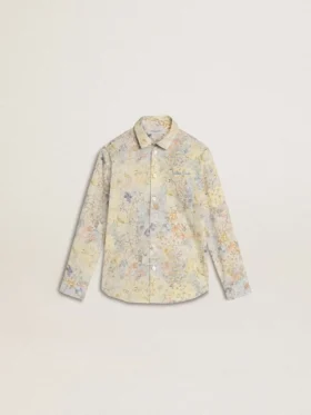 Camicia da bambina in cotone con stampa floreale multicolore