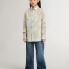 Camicia da bambina in cotone con stampa floreale multicolore