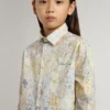 Camicia da bambina in cotone con stampa floreale multicolore