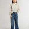 Camicia da bambina in cotone con stampa floreale multicolore