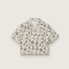 Camicia da bambina Journey a maniche corte in tela di cotone bianca con stampa floreale verde