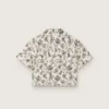 Camicia da bambina Journey a maniche corte in tela di cotone bianca con stampa floreale verde